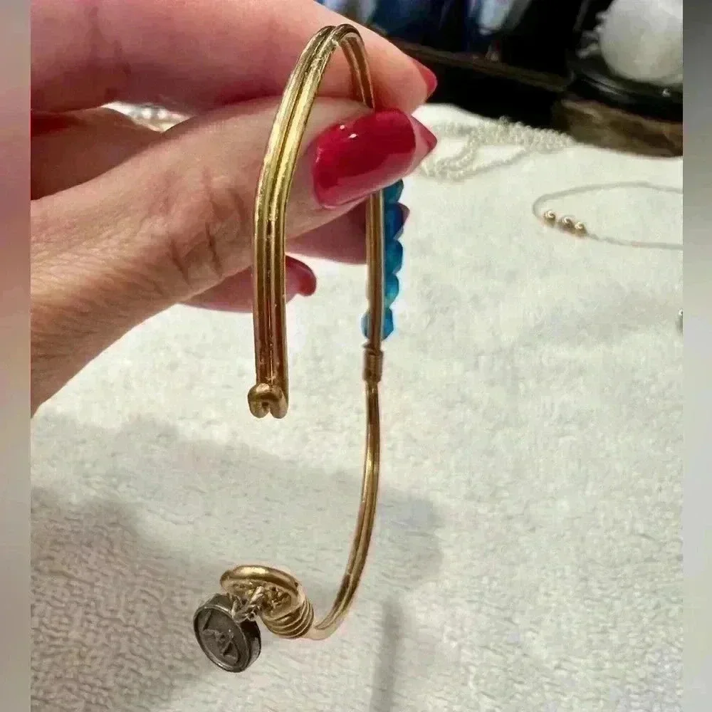 Luca & Danni Blue Beaded Bracelet Bangle Hook Clasp- Slight bend near clasp